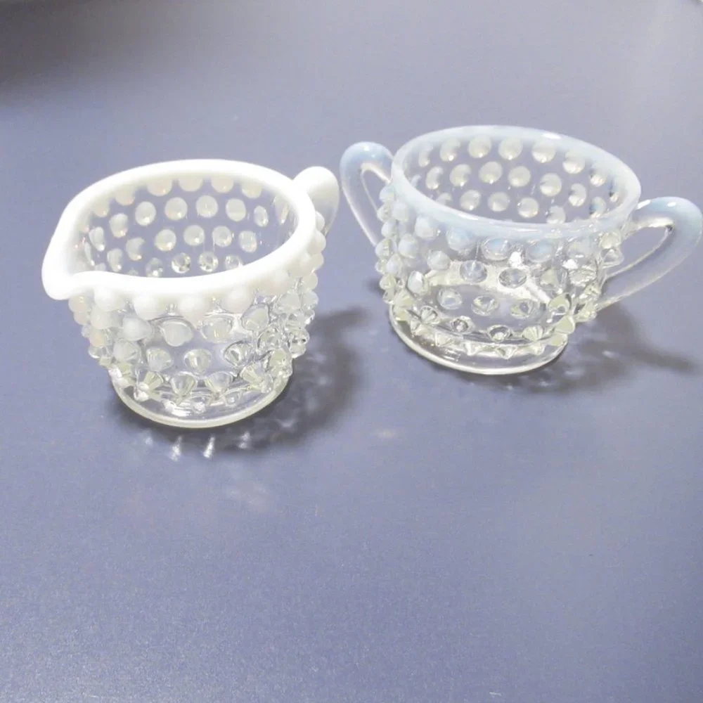 Vintage Hobnail Creamer and Sugar set